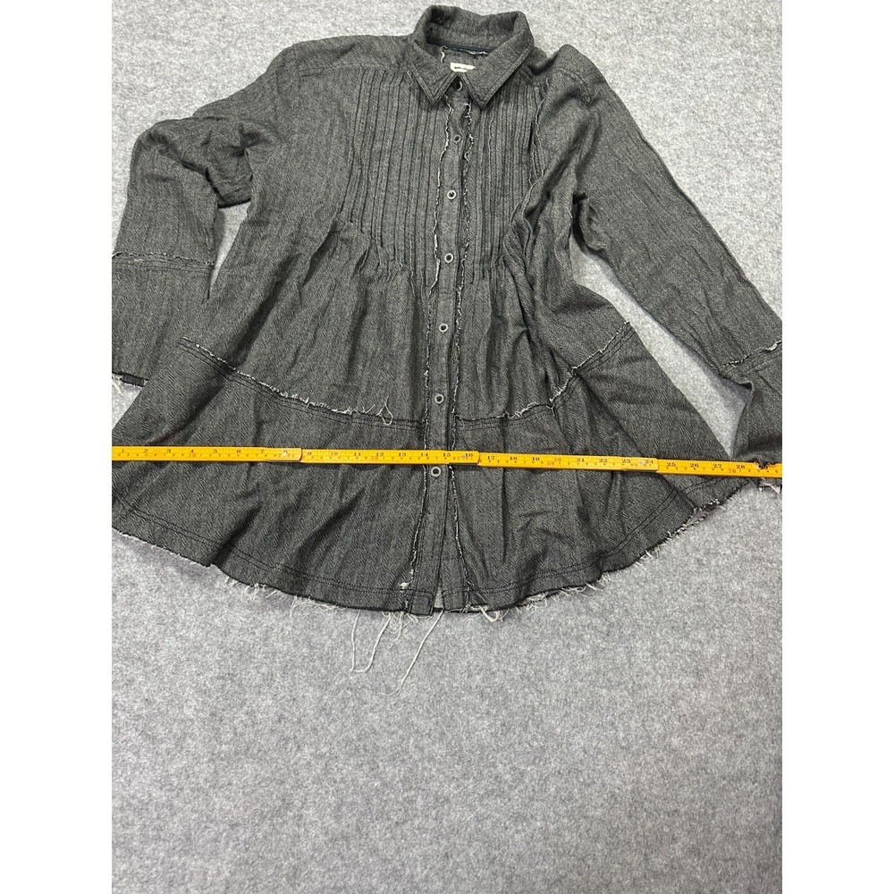 Free People We The Free Tunic Top Womens Small Black Herringbone Edge Detailing - Picture 7 of 8